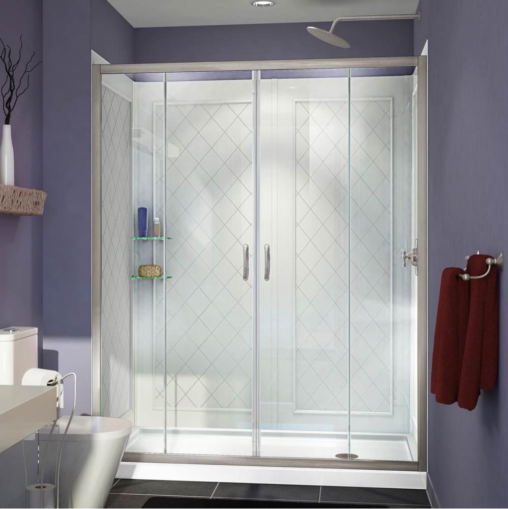 DreamLine Visions 34 in. D x 60 in. W x 76 3/4 in. H Sliding Shower Door in Brushed Nickel with Ri