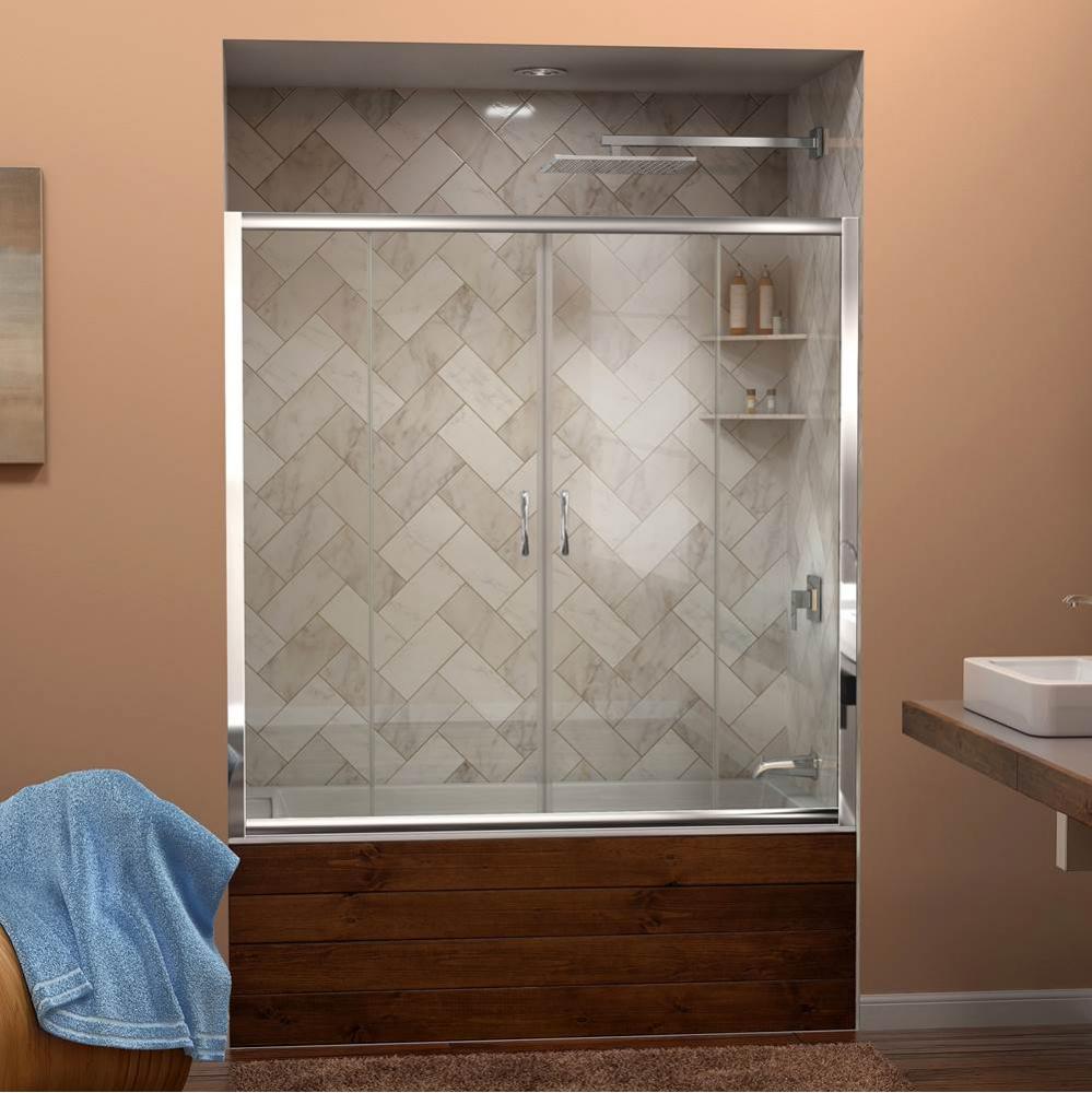 DreamLine Visions 56-60 in. W x 58 in. H Framed Sliding Tub Door in Chrome