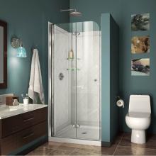 Dreamline Showers DL-6527-01 - DreamLine Aqua Fold 32 in. D x 32 in. W x 76 3/4 in. H Bi-Fold Shower Door in Chrome with White Ac