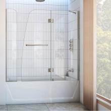 Dreamline Showers SHDR-3148586-EX-04 - DreamLine Aqua 56-60 in. W x 58 in. H Frameless Hinged Tub Door with Extender Panel in Brushed Nic