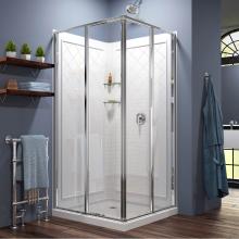 Dreamline Showers DL-6150-01 - DreamLine Cornerview 36 in. D x 36 in. W x 76 3/4 in. H Sliding Shower Enclosure in Chrome with Wh