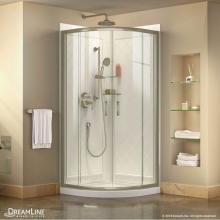 Dreamline Showers DL-6152-04CL - DreamLine Prime 33 in. x 76 3/4 in. Semi-Frameless Clear Glass Sliding Shower Enclosure in Brushed