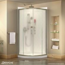 Dreamline Showers DL-6152-04FR - DreamLine Prime 33 in. x 76 3/4 in. Semi-Frameless Frosted Glass Sliding Shower Enclosure in Brush