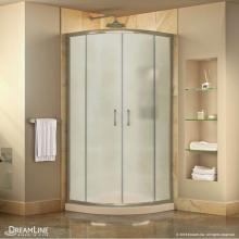 Dreamline Showers DL-6701-22-04FR - DreamLine Prime 33 in. x 74 3/4 in. Semi-Frameless Frosted Glass Sliding Shower Enclosure in Brush