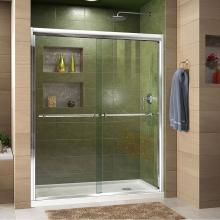 Dreamline Showers DL-6952R-01CL - DreamLine Duet 34 in. D x 60 in. W x 74 3/4 in. H Bypass Shower Door in Chrome with Right Drain Wh