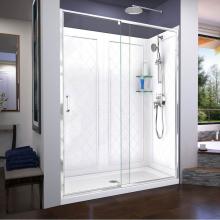 Dreamline Showers DL-6228C-01 - DreamLine Flex 32 in. D x 60 in. W x 76 3/4 in. H Pivot Shower Door in Chrome with Center Drain Wh