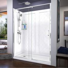 Dreamline Showers DL-6227L-01 - DreamLine Flex 30 in. D x 60 in. W x 76 3/4 in. H Pivot Shower Door in Chrome with Left Drain Whit