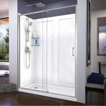 Dreamline Showers DL-6228L-04 - DreamLine Flex 32 in. D x 60 in. W x 76 3/4 in. H Semi-Frameless Shower Door in Brushed Nickel wit