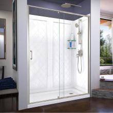 Dreamline Showers DL-6230R-04 - DreamLine Flex 36 in. D x 60 in. W x 76 3/4 in. H Semi-Frameless Shower Door in Brushed Nickel wit