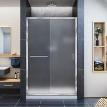 Dreamline Showers DL-6975C-01FR - DreamLine Infinity-Z 36 in. D x 48 in. W x 74 3/4 in. H Frosted Sliding Shower Door in Chrome and