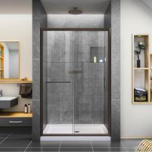 Dreamline Showers DL-6975C-06CL - DreamLine Infinity-Z 36 in. D x 48 in. W x 74 3/4 in. H Clear Sliding Shower Door in Oil Rubbed Br