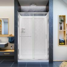 Dreamline Showers DL-6107C-01CL - DreamLine Infinity-Z 36 in. D x 48 in. W x 76 3/4 in. H Sliding Shower Door in Chrome, Center Drai