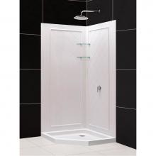 Dreamline Showers DL-6047C-01 - DreamLine 42 in. x 42 in. x 76 3/4 in. H Neo-Angle Shower Base and QWALL-4 Acrylic Corner Backwall