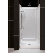 Dreamline Showers DL-6194C-01 - DreamLine 36 in. D x 36 in. W x 76 3/4 in. H Center Drain Acrylic Shower Base and QWALL-5 Backwall