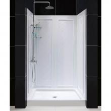 Dreamline Showers DL-6071C-01 - DreamLine 34 in. D x 48 in. W x 76 3/4 in. H Center Drain Acrylic Shower Base and QWALL-5 Backwall
