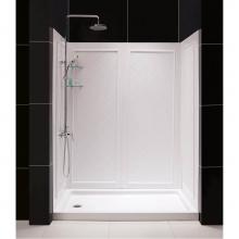 Dreamline Showers DL-6190C-01 - DreamLine 32 in. D x 60 in. W x 76 3/4 in. H Center Drain Acrylic Shower Base and QWALL-5 Backwall