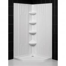 Dreamline Showers DL-6043C-01 - DreamLine 42 in. x 42 in. x 75 5/8 in. H Neo-Angle Shower Base and QWALL-2 Acrylic Corner Backwall