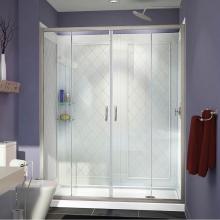 Dreamline Showers DL-6114R-04CL - DreamLine Visions 34 in. D x 60 in. W x 76 3/4 in. H Sliding Shower Door in Brushed Nickel with Ri
