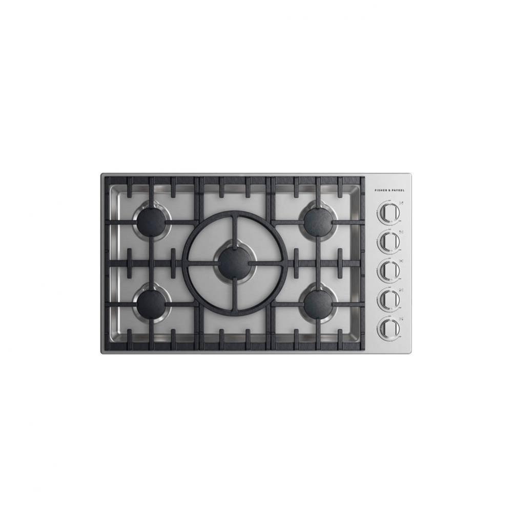 36'' Professional Drop-in Cooktop, 5 Burner with Halo, Natural Gas
