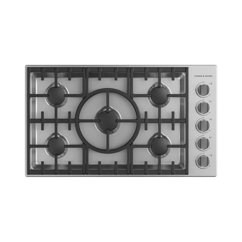 36'' Professional Drop-in Cooktop: 5 Burner with HaloNatural Gas
