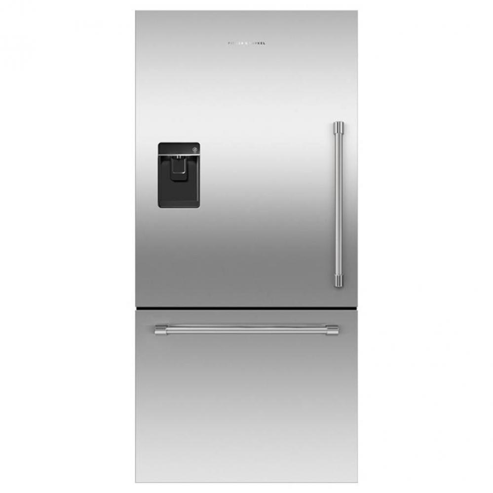 32'' Bottom Mount Refrigerator Freezer, 17 cu ft, Stainless Steel, Ice and Water, Left H