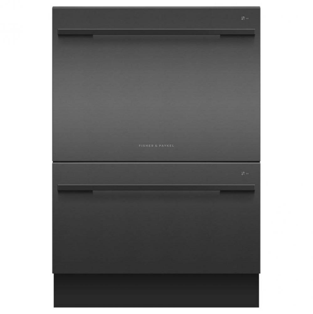 Black Stainless Steel Double DishDrawer, Full Size, Contemporary Handle