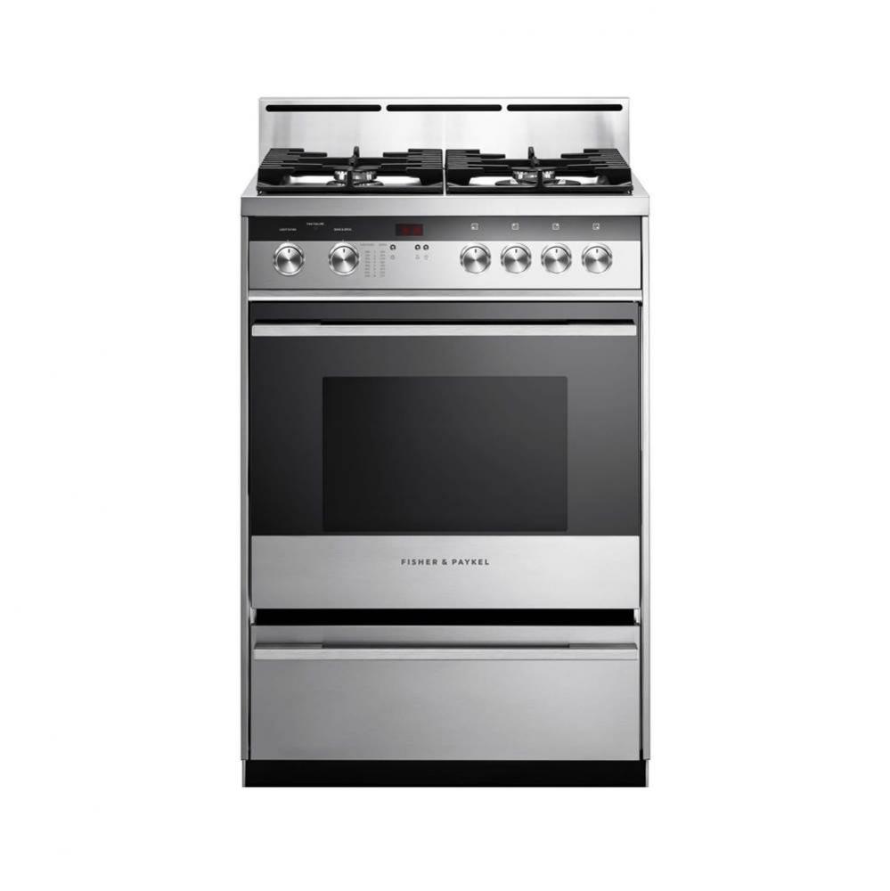 24'' Contemporary Gas Range, 4 Burner, Stainless Steel