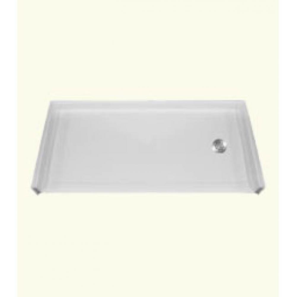 RBSP 60x30'' Barrier-free acrylic shower pan. White. Right drain.