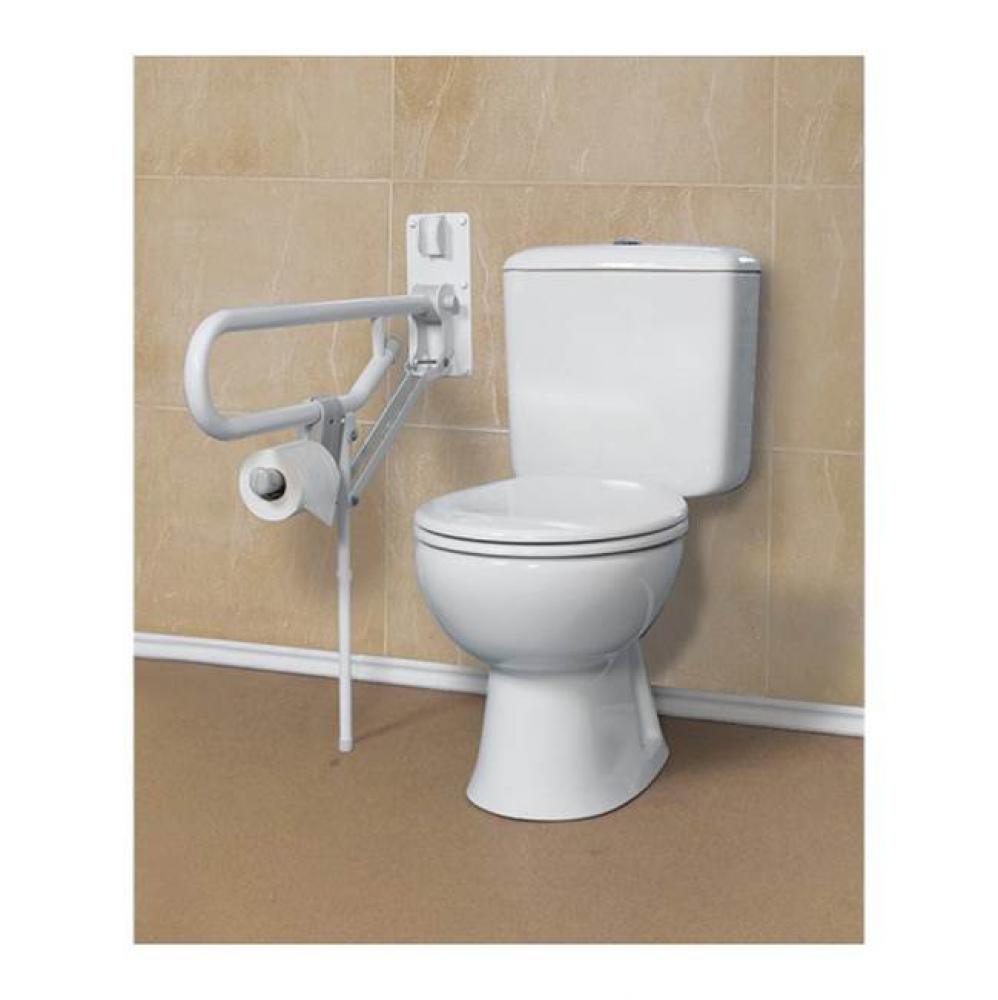 Fold-Up double support bar  w/adj. leg and TP holder. Brushed Stainless.