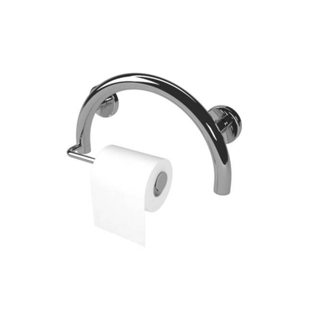 Circle Grab Bar/Toilet Paper Holder. Polished Stainless.
