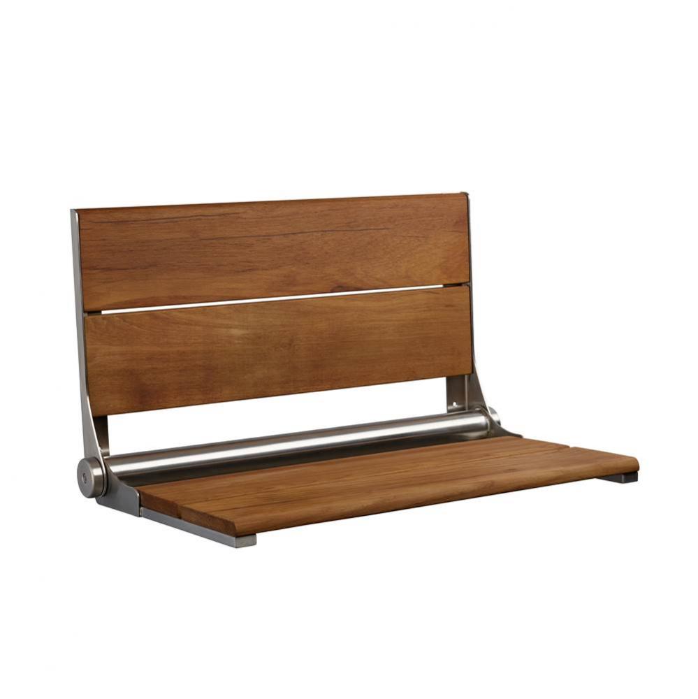 26'' Teak seat. Brushed Stainless frame. Up to 500lbs.