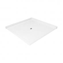 Health at Home RBSP-4848BFDECWH - Acrylic Barrier Free Shower Base 48 X 48'' Center