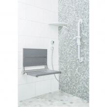 Health at Home HH-seat-GR18PS - 18'' Gray seat - Polished SS frame, fold-up shower seat with mounting screws. Must secur