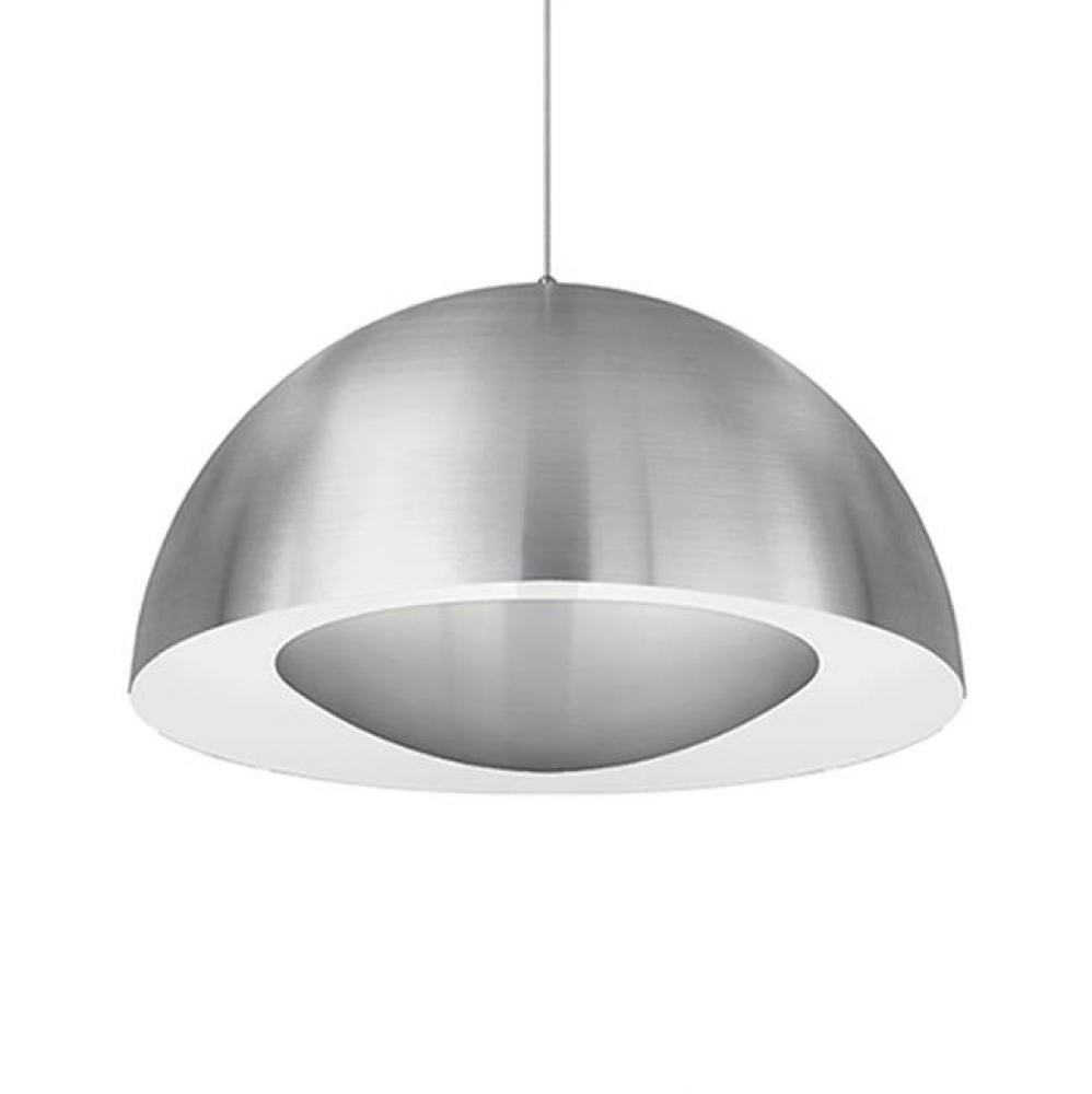 Single Led Pendant With Black, Brushed Nickel Or White Dome Shaped Shade With Matching Colored