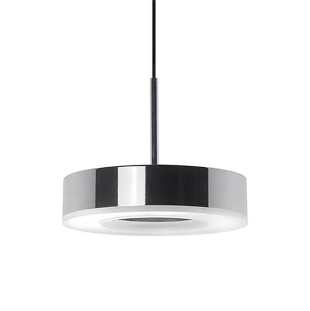 Single Lamp Led Pendant With Unique Round Metal Shade. Metal Details In Chrome