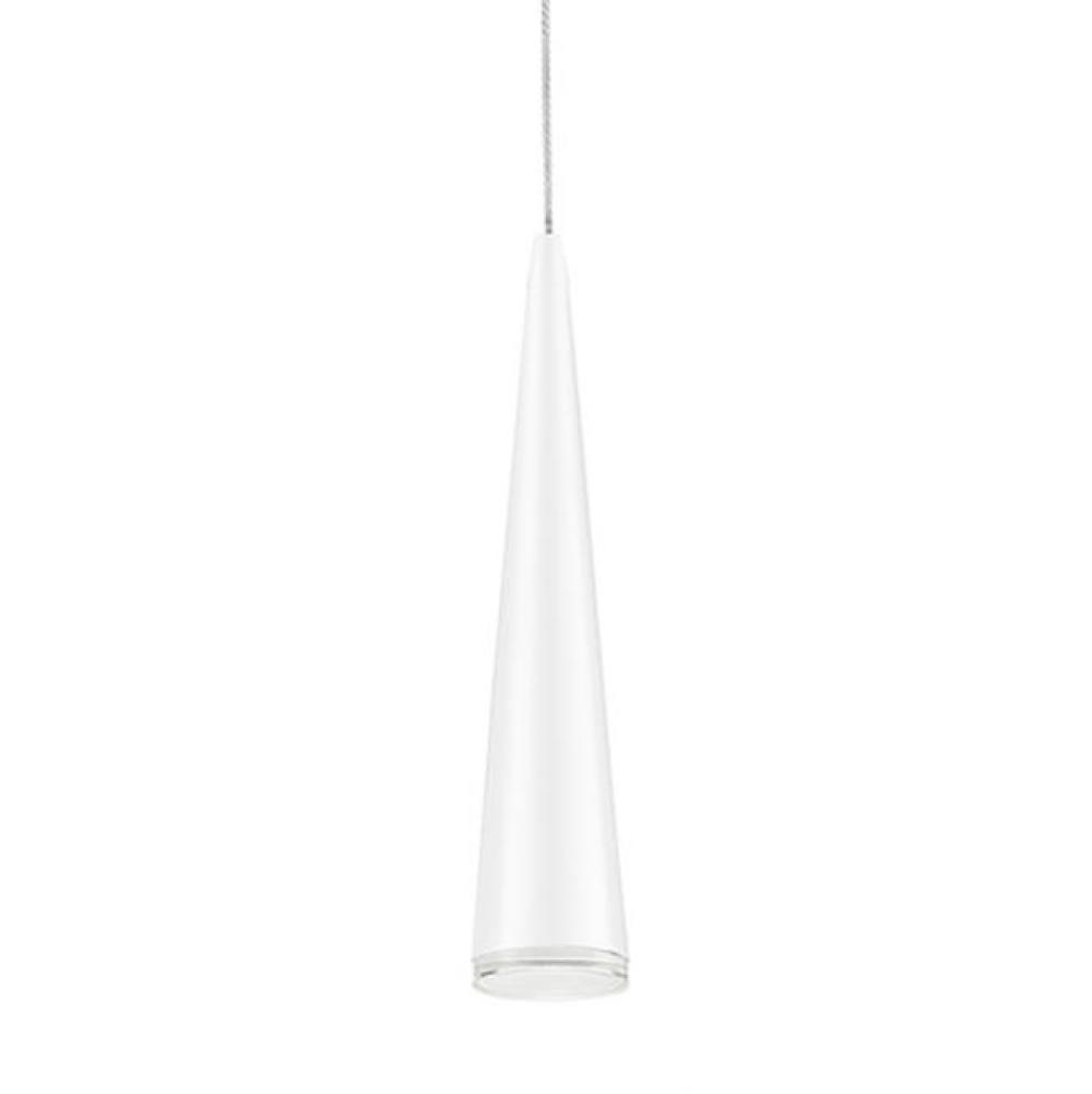 Single Led Pendant, Sleek Conical Shape With Clear Acrylic Diffuser, Canopy And Metal