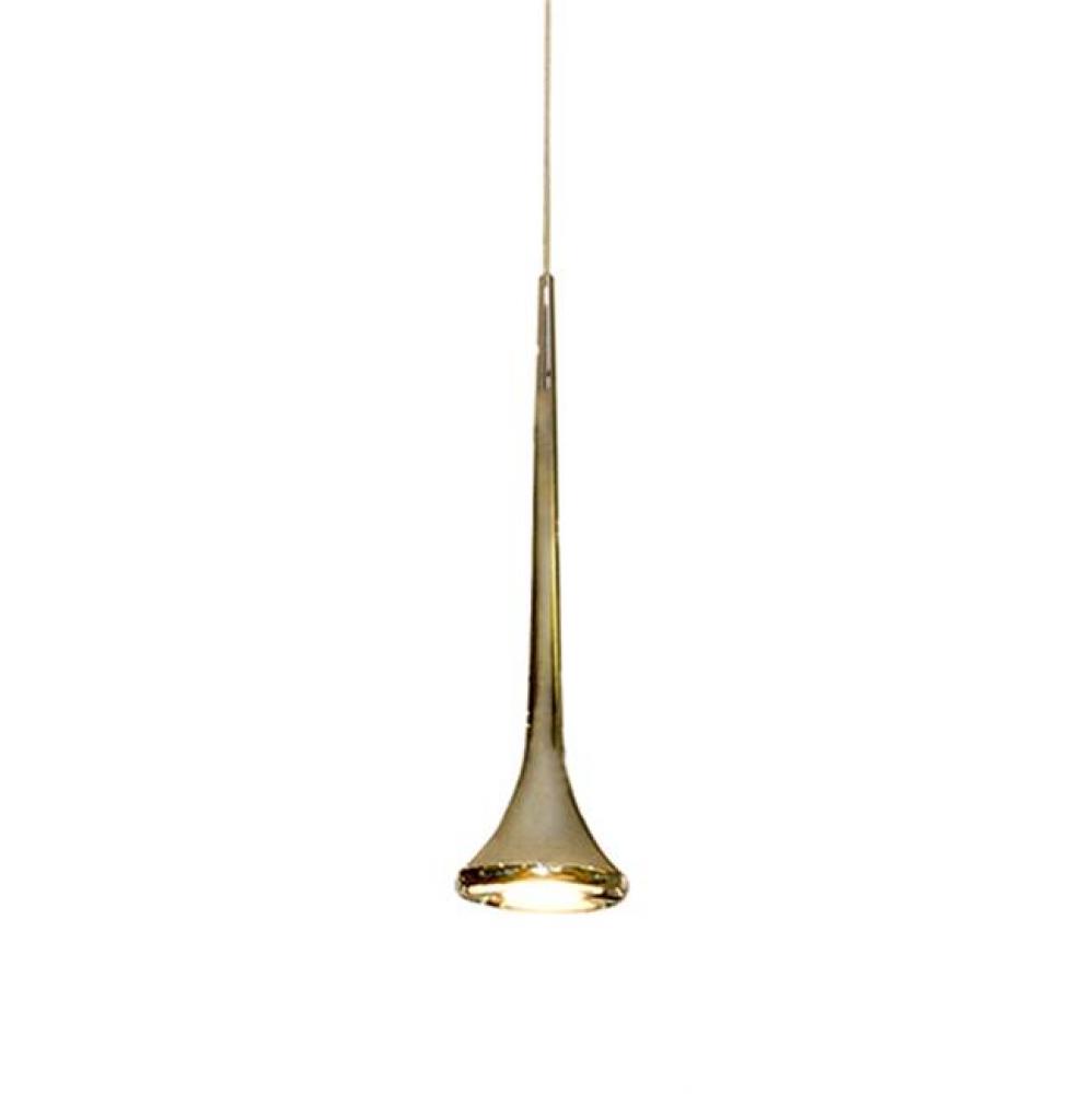 Single Led Lamp Pendant, Slender Trumpet Shaped With Bottom Frosted Diffuser. Equipped With Our