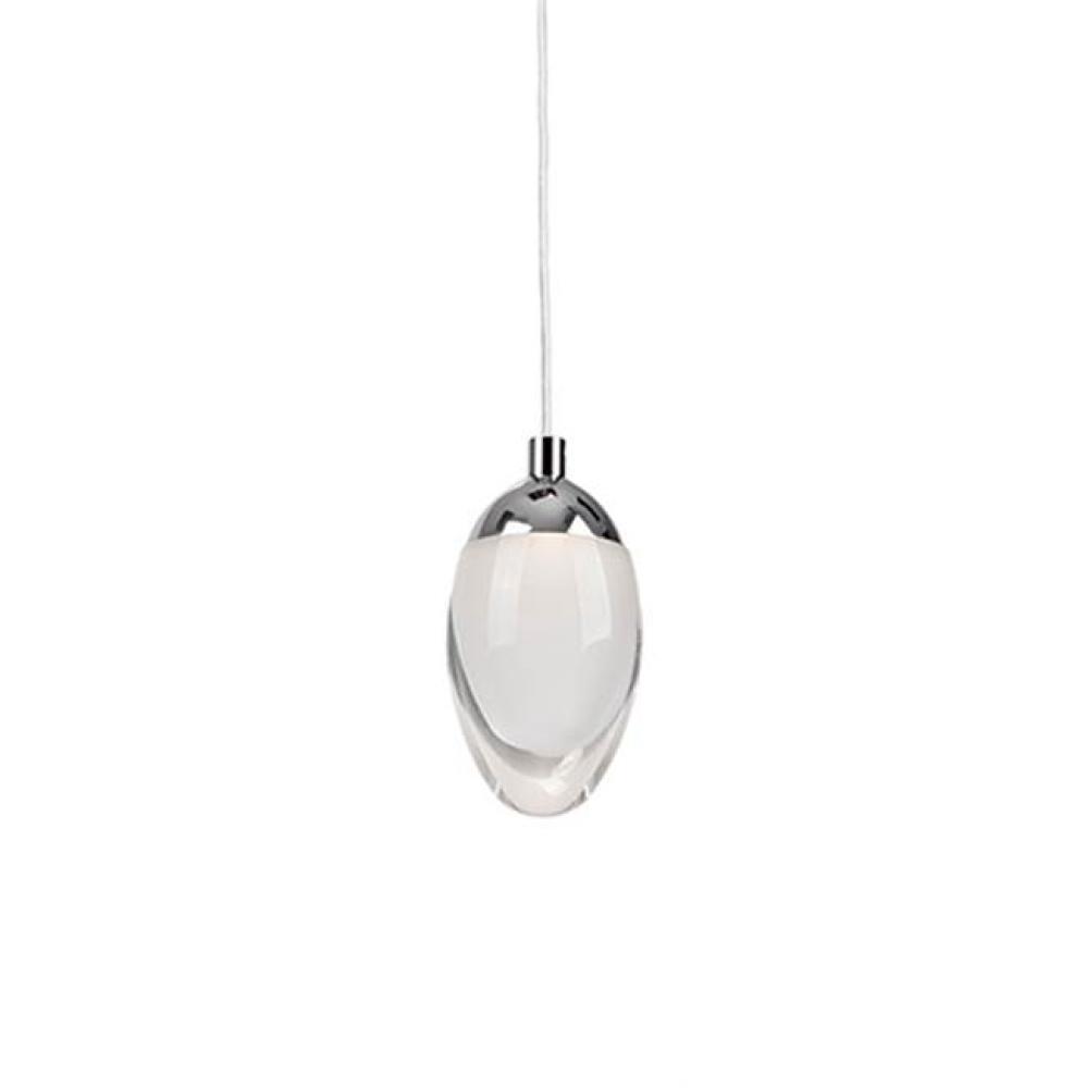 Single Led Lamp Pendant With Elegant Egg-Shaped Acrylic Design With Chrome Canopy And Metal