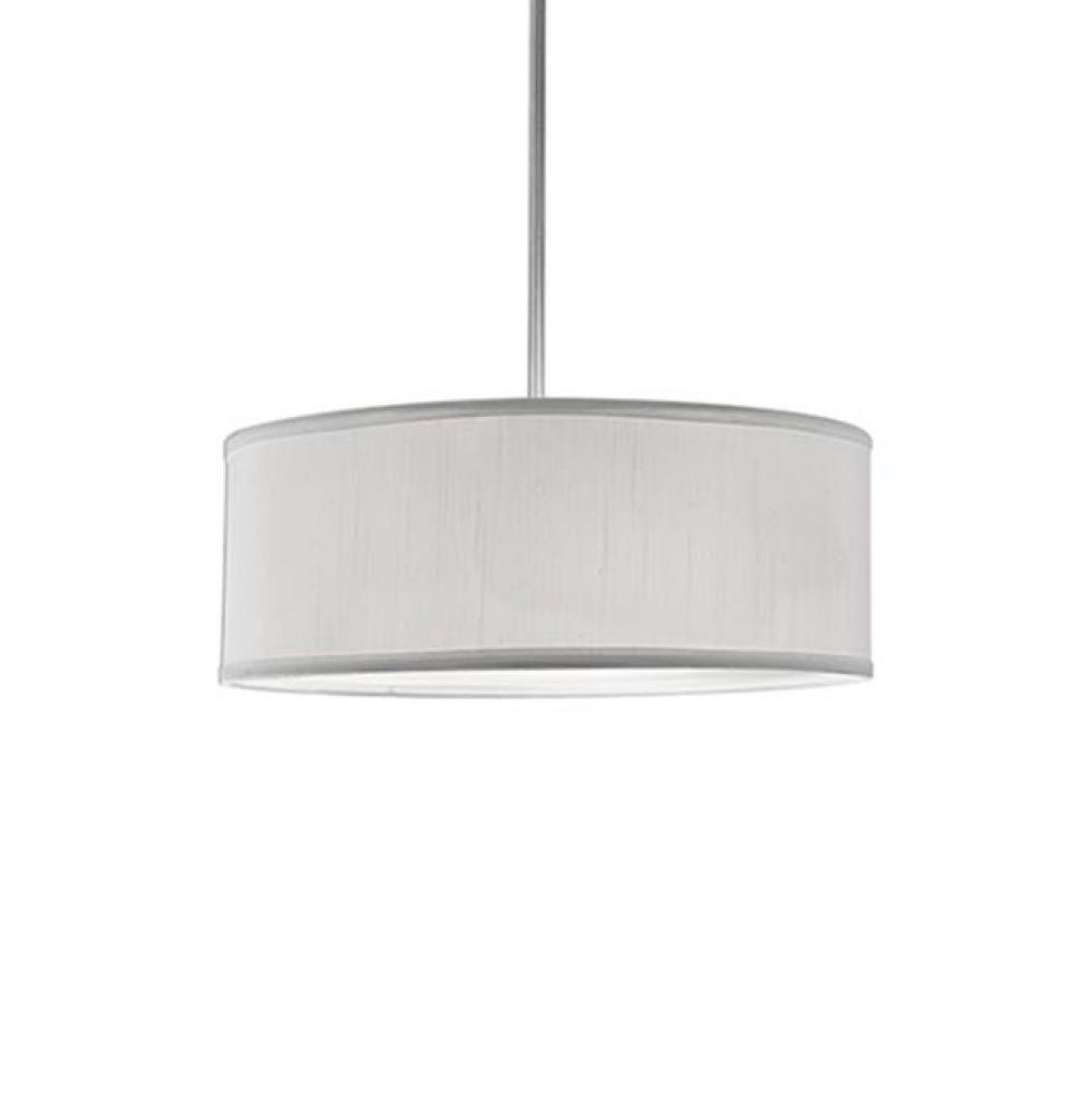 Three Lamp Pendant With Drum Shape Textured Linen White Shade And Acrylic Bottom