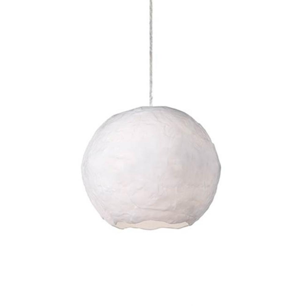 Single Lamp Pendant With Spherical Hand-Applied Polymer Shade Provides Both Down And Ambient