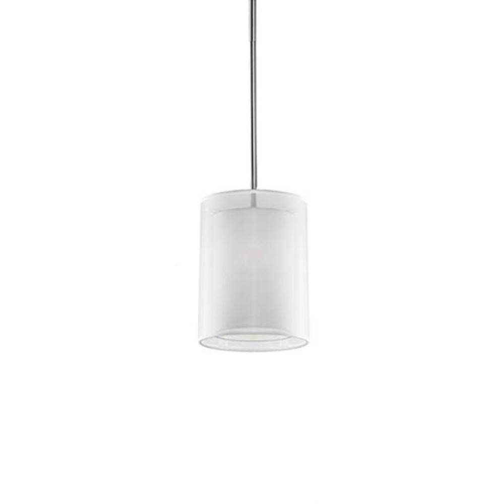Single Lamp Pendant With White Round Transparent Shade And Linen Interior White