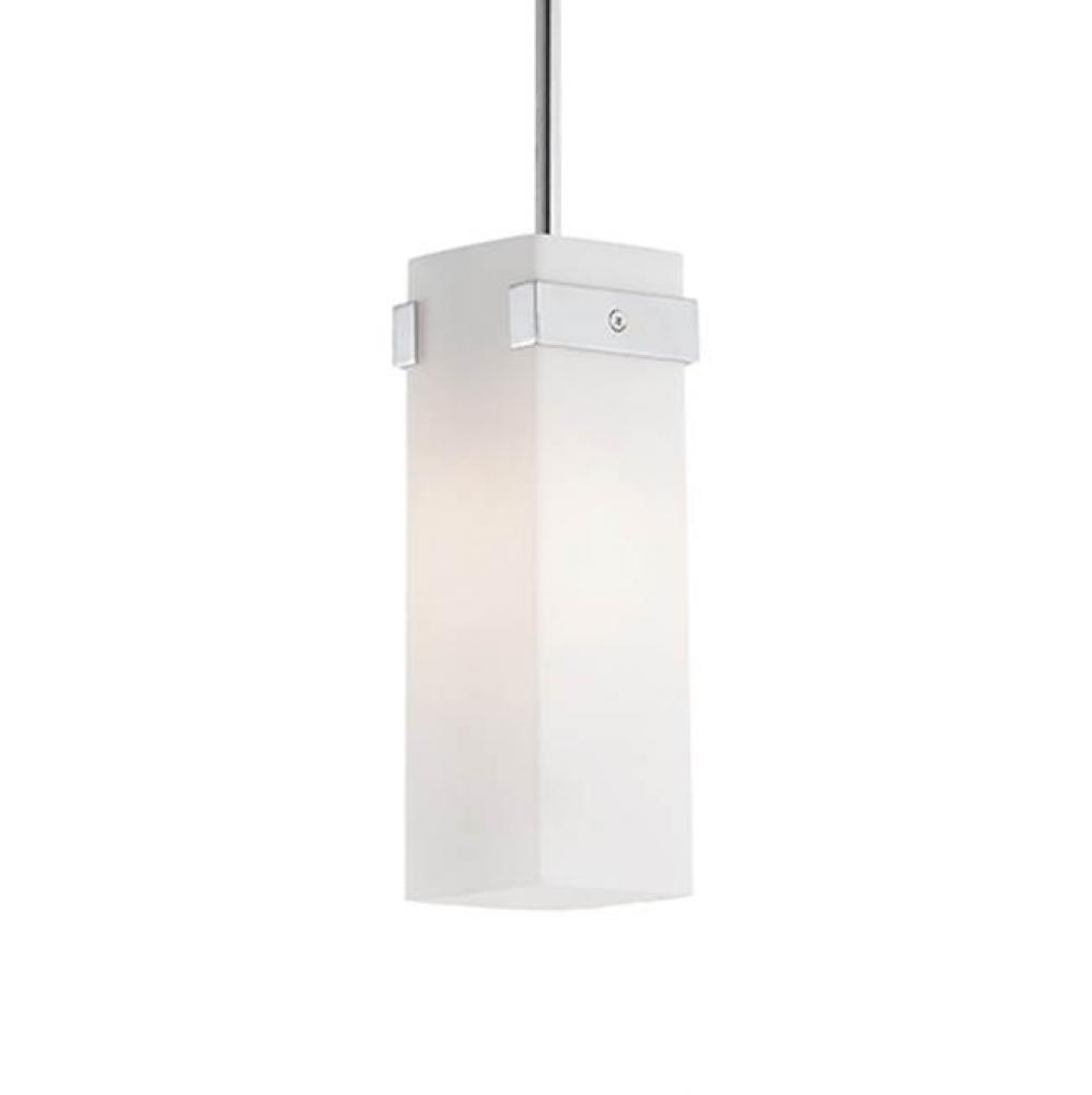 Single Lamp Pendant With Cylinder White Opal Glass. Metal Details In