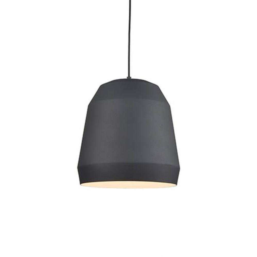 Single Lamp Pendant With FacetedAluminum Shade ShowcasingPowder-Coated Finishes AgainstA Matte