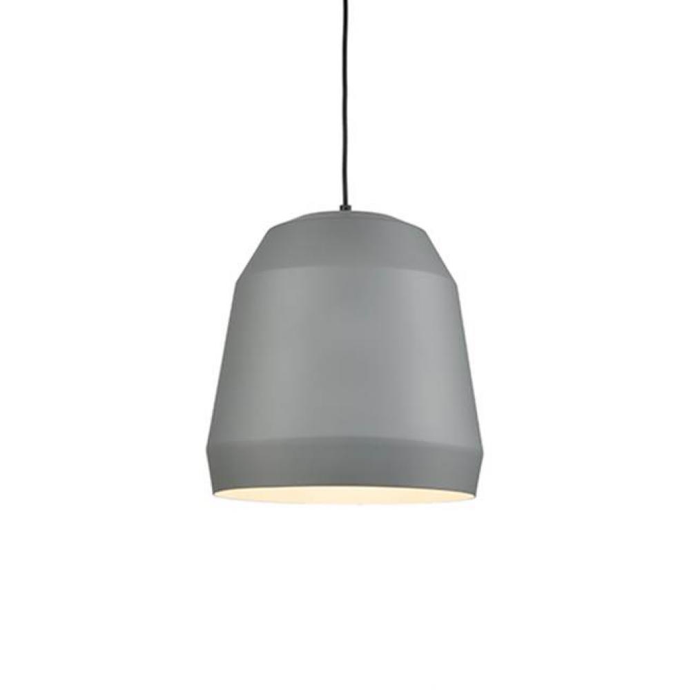 Single Lamp Pendant With FacetedAluminum Shade ShowcasingPowder-Coated Finishes AgainstA Matte