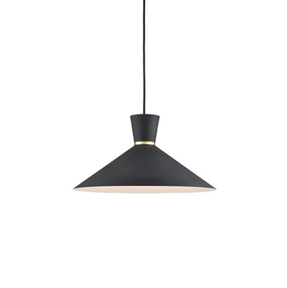 Single Lamp Pendant With Conical Aluminum Shade With Fine Powder-Coated Finishes And Anodized