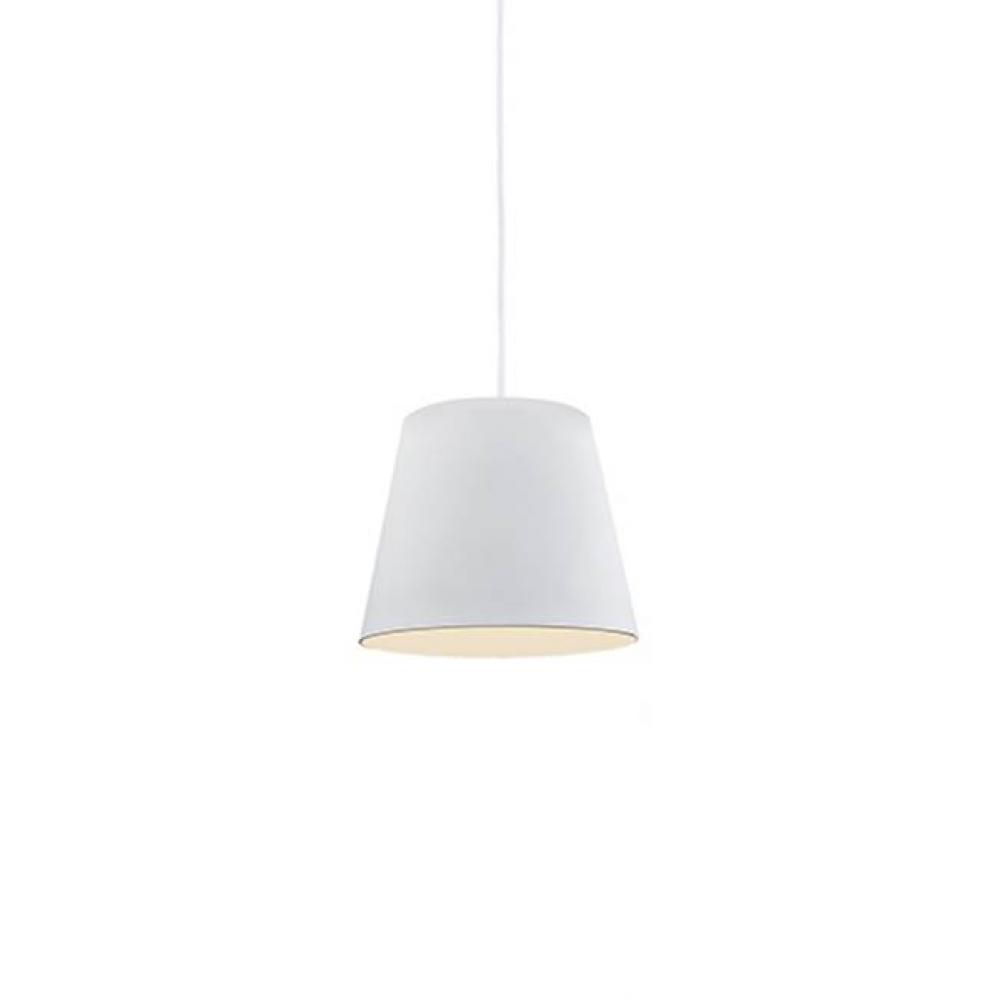 Single Lamp Pendant With Aluminum Drum Shade Showcasing Powder-Coated Finishes. Exterior Shade