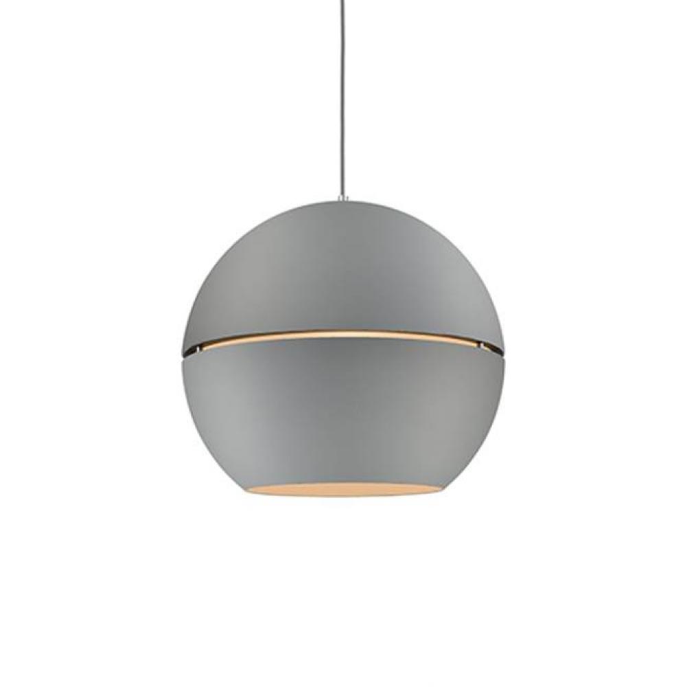 Single Lamp Pendant With Split Spherical Aluminum Shade Showcasing Powder-Coated Finishes Against