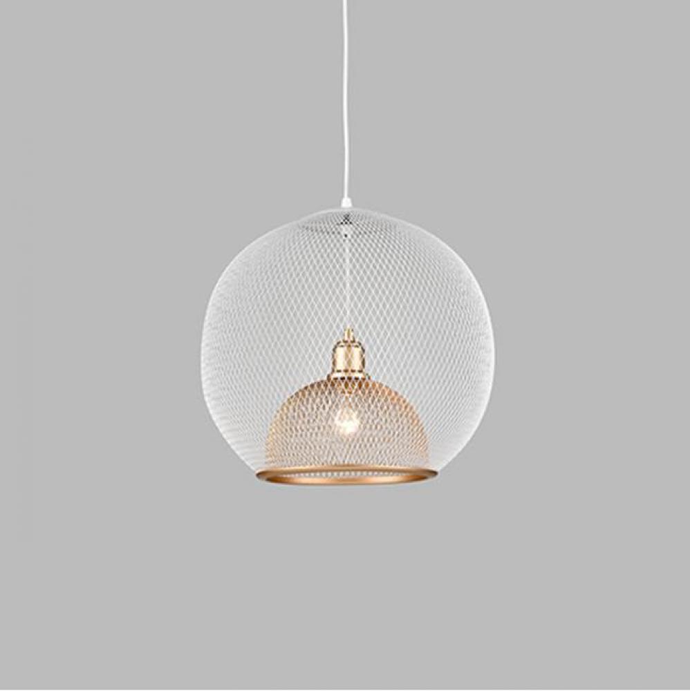 Single Lamp Pendant WithSpherical Powder-Coated WireMesh Shade. Color ConfigurationsInclude