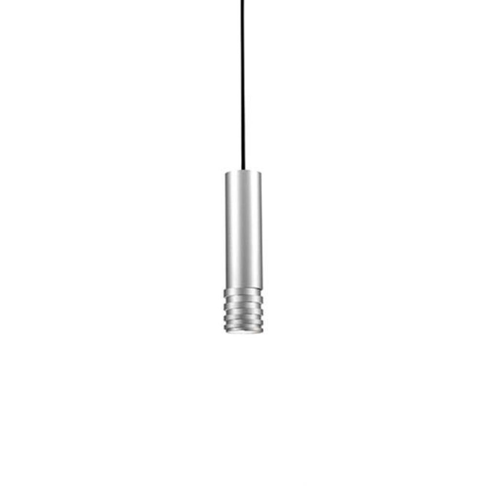 Single Lamp Pendant With SteelCylindrical Shade Embellished ByStacked Tubular Slices.