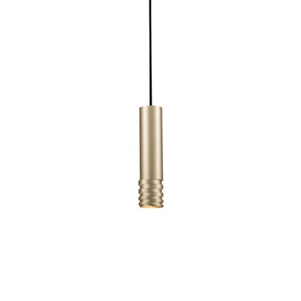 Single Lamp Pendant With SteelCylindrical Shade Embellished ByStacked Tubular Slices.